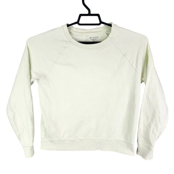 Womens Light Green Athleta Sweatshirt Crewneck Long Sleeve Cotton Blend Size XS - Picture 1 of 8